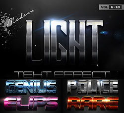 极品PS样式－50个现代金属质感效果(第二套合集)：Modern Light Text Effects Bundle Tw